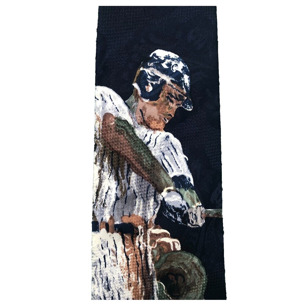 Richard Wallix Tie 100% Silk "Home Run" Mens 62" Long 4" Wide Navy RN 88756